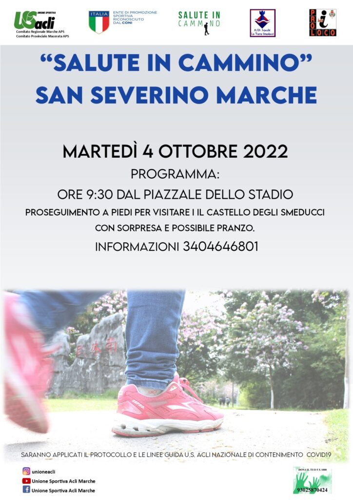 Martedì 4 ottobre “Salute in cammino” torna a San Severino Marche