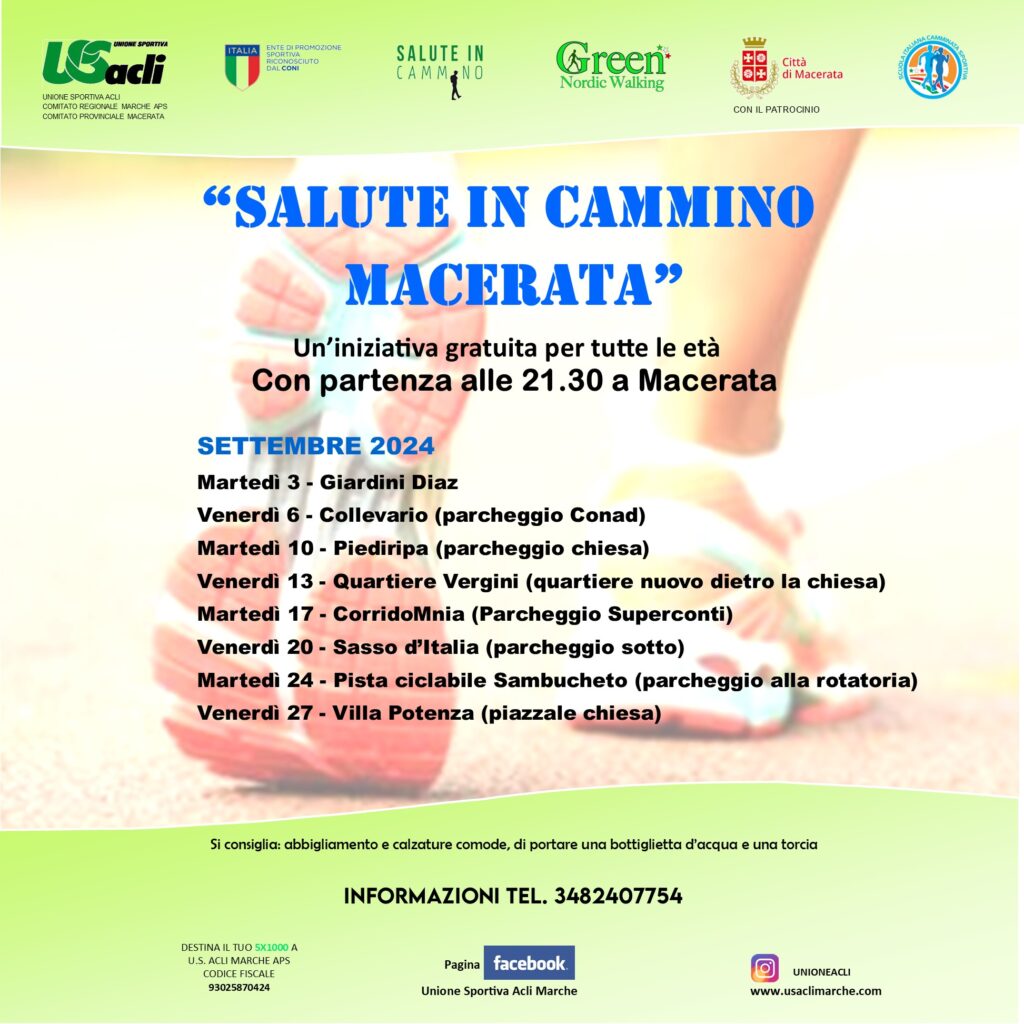 “Salute in cammino”: appuntamenti anche a Settembre a Macerata e dintorni