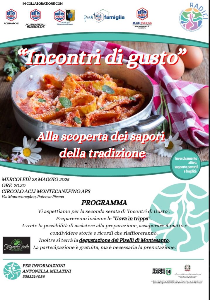 R.A.D.I.C.I.: Incontri di gusto torna al Circolo Acli Montecanepino aps