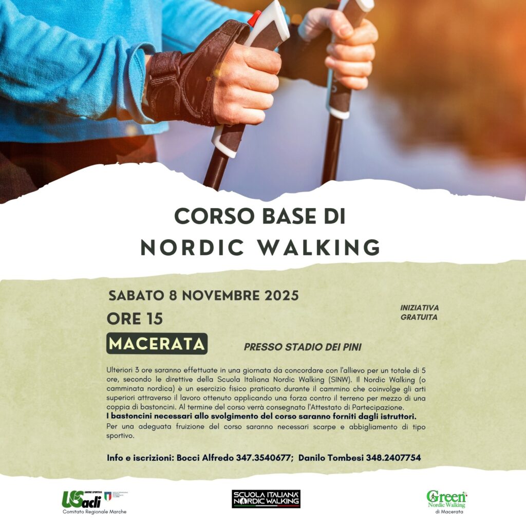 US ACLI: A Macerata e San Firmano di Montelupone due corsi base gratuiti di Nordic Walking