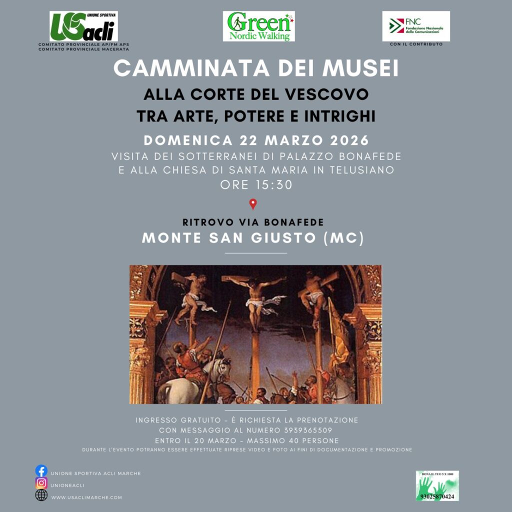 Domenica 22 Marzo appuntamento a Monte San Giusto: “Alla corte del Vescovo tra arte, potere e intrighi”