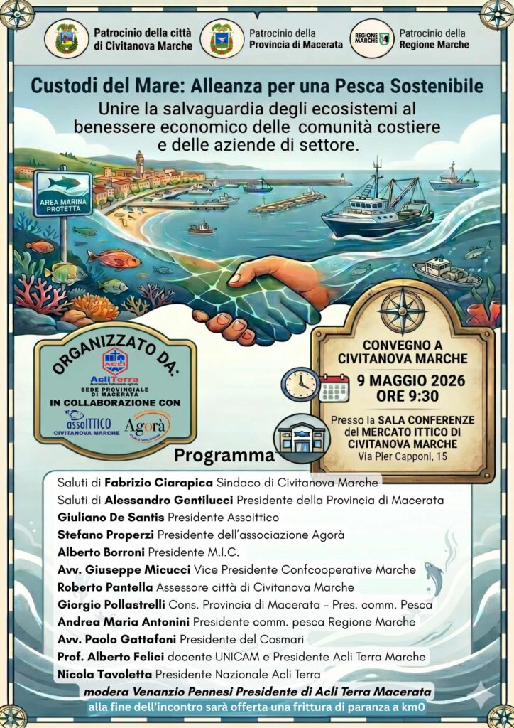 ACLI TERRA: “Custodi del Mare: Alleanza per una Pesca Sostenibile” – Il 9 maggio a Civitanova Marche un confronto sul futuro del comparto ittico